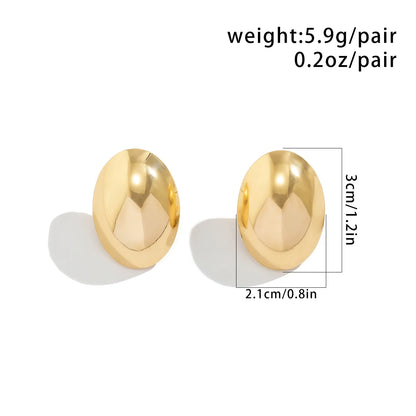 Salircon Punk Creative Geometry Half Round Stud Earrings Trend Aesthetics Gold Color Big Earrings Women Aesthetic Party Earrings